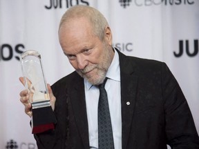 Gary Slaight celebrates his Humanitarian Award at the Juno Gala Dinner and Awards show in Vancouver on March 24, 2018. (The Canadian Press)