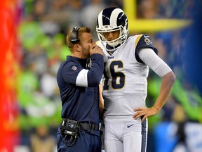 Head coach Sean McVay and Jared Goff of the Los Angeles Rams are on a losing streak. (GETTY IMAGES)