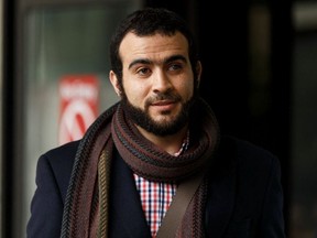 Omar Khadr leaves Court of Queen’s Bench in Edmonton on March 25, 2019 after a judge declared his sentence expired. (Ian Kucerak/Postmedia)