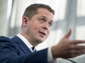 Conservative Leader Andrew Scheer addresses the media during a morning announcement in Toronto Tuesday, October 1, 2019. THE CANADIAN PRESS/Jonathan Hayward