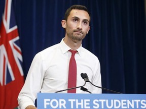 Ontario Minister of Education Stephen Lecce speaks during a press conference Sunday, Oct. 6, 2019. (THE CANADIAN PRESS/Cole Burston)
