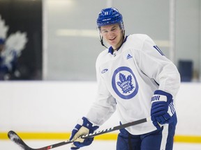 Zach Hyman skates with the Maple Leafs in Toronto on Oct. 24, 2019. (Ernest Doroszuk/Toronto Sun)