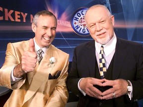 Ron McLean and Don Cherry before a broadcast of Hockey Night in Canada.