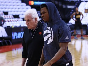Kyle Lowry (left) Alex McKechnie have worked together for the past few years. McKechnie was promoted to Vice President, Player Health and Performance yesterday. Getty Images
