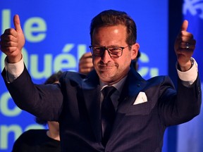 Bloc Quebecois leader Yves-Francois Blanchet reacts after the federal election in Montreal, Oct. 22, 2019.  (REUTERS/Andrej Ivanov/File Photo)