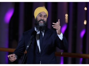 New Democratic Party (NDP) leader Jagmeet Singh speaks at a news conference after an English language federal election debate at the Canadian Museum of History in Gatineau, Quebec, Canada October 7, 2019.