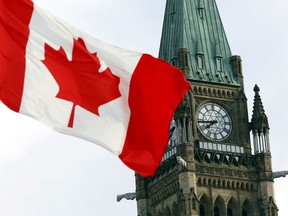 The Canadian flag flies on Parliament Hill in Ottawa August 2, 2015.