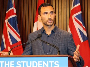 Education Minister Stephen Lecce speaks at a press conference at  Queen's Park on Wednesday Oct. 2 2019 (TORONTO SUN/Antonella Artuso)