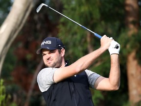 Corey Conners of Canada hits his tee shot on the 13th hole during the final round of the Zozo Championship at Accordia Golf Narashino Country Club on Oct. 28, 2019 in Inzai, Chiba, Japan.