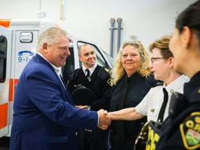 Premier Doug Ford meets with first responders in Kenora where he announced a a $765-million investment to rebuild Ontario's Public Safety Radio Network. (FordNation/Twitter)