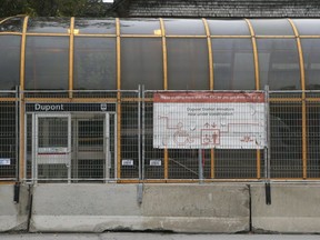 Construction at the Dupont station on Thursday, Oct. 17, 2019. (Veronica Henri/Toronto Sun/Postmedia Network)