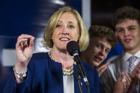 Lisa Raitt, federal Progressive Conservative candidate for Milton, speaks after losing her seat to Liberal candidate Adam van Koeverden in the 2019 federal election on Monday October 21, 2019. Ernest Doroszuk/Toronto Sun