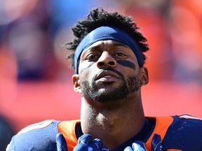 Denver Broncos wide receiver Emmanuel Sanders before the game against the Tennessee Titans at Empower Field at Mile High.