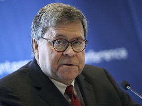 U.S. Attorney General William Barr speaks at the International Conference on Cyber Security at Fordham University School of Law on July 23, 2019 in New York City. (Drew Angerer/Getty Images)