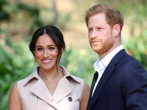 Prince Harry, Duke of Sussex and Meghan, Duchess of Sussex attend a Creative Industries and Business Reception on Oct. 2, 2019 in Johannesburg, South Africa. (Chris Jackson/Getty Images)