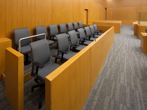 A jury box in a court room (Getty Images)