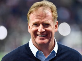 NFL commissioner Roger Goodell looks on before during an NFL International Series game between the Chicago Bears and Oakland Raiders at Tottenham Hotspur Stadium. (Steven Flynn-USA TODAY Sports)