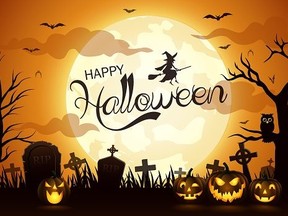 vector illustration of Halloween night background with pumpkin