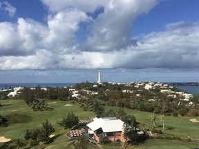 View of Boundary Sports Bar and Grille, Turtle Hill Golf Course and Gibbs Hill Lighthouse from Fairmont Southampton. (Jane Stevenson/Toronto Sun)