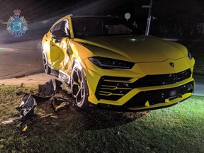 An expensive Lamborghini SUV was smashed after a boy allegedly stole another vehicle and crashed into it in Australia.