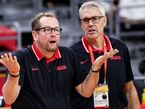 Raptors coach Nick Nurse is wondering where the defence is from his new players. (Zhizhao Wu/Getty Images)