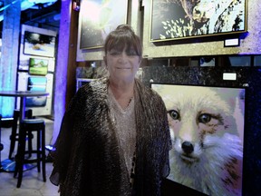 Artist Gina Godfrey in front of some of her artwork at the  Nature Through Art event on  Oct. 24, 2019. (Veronica Henri, Toronto Sun)