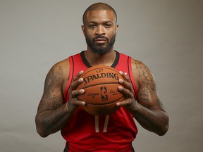 Houston Rockets forward P.J. Tucker (17) poses for a picture during media day at Post Oak Hotel. (Troy Taormina-USA TODAY Sports)
