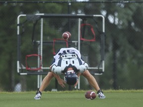 Argos longsnapper Jake Reinhart gets off some snaps at practice. Reinhart has held the longsnapper job since 2014.  Jack Boland/Toronto Sun