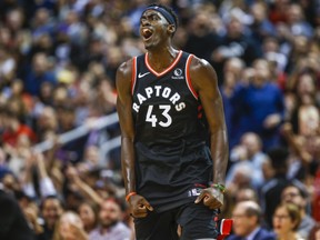 Toronto Raptors Pascal Siakam reacts during second half action against Detroit Pistons at the Scotiabank Arena in Toronto, Ont. on Wednesday October 30, 2019. Ernest Doroszuk/Toronto Sun/Postmedia