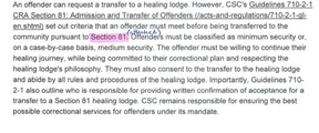 Eligibility for the healing centre appears subjective.