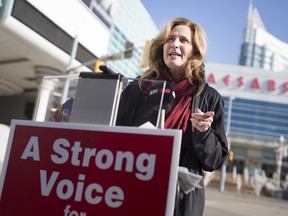 Liberal candidate for Windsor West, Sandra Pupatello, holds a press conference outside Caesars Windsor where she announced her commitment to single sports betting if elected, Oct. 9, 2019.  (DAX MELMER/Windsor Star)