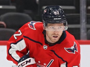 Capitals forward Evgeny Kuznetsov served a three-game suspension (inappropriate conduct) to start the season. He has played four games this season, and has at least one point in each of them. (PATRICK SMITH/Getty Images files)