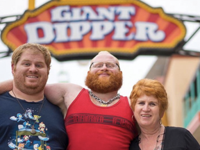 Jack 'Tank' Chapman, centre, is seen with his mother Linda Chapman and an unidentified man.