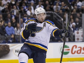 Vladimir Tarasenko and the Stanley Cup champion St. Louis Blues head to Scotiabank Arena to take on the Leafs. (Craig Robertson/Toronto Sun)