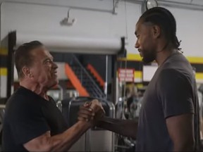 Arnold Schwarzenegger meets Kawhi Leonard in a new ad for Terminator: Dark Fate. (YouTube)