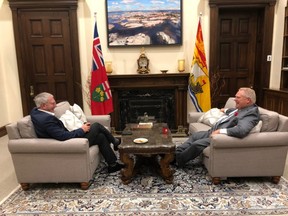 Ontario Premier Doug Ford hosted New Brunswick Premier Blaine Higgs at Queen's Park on Sunday, Oct. 27 2019.
