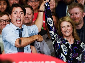 Prime Minister Justin Trudeau introduces Vancouver Kingsway candidate Tamara Taggart at a rally in Vancouver, September 11, 2019. (REUTERS/Jennifer Gauthier)