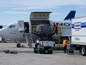 Liberal Leader and Prime Minister has been using two planes on the campaign trail, a 737-800 chartered from Air Transat and this gas guzzling Boeing 737-200 cargo freighter. (Conservative.ca)