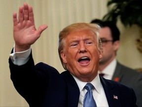 U.S. President Donald Trump waves after delivering remarks at Young Black Leadership Summit at the White House in Washington, D.C., Oct. 4, 2019. REUTERS/Yuri Gripas