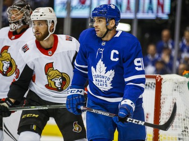 Toronto Maple Leafs captain John Tavares during first period NHL hockey action during the home opener  against Ottawa Senators at the Scotiabank Arena in Toronto on Wednesday October 2, 2019. Ernest Doroszuk/Toronto Sun/Postmedia