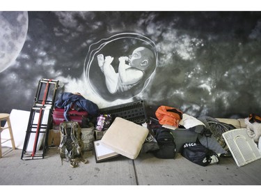 Items collected by a homeless man on Lower Simcoe Street in Toronto on Friday, October 4, 2019. Veronica Henri/Toronto Sun/Postmedia Network