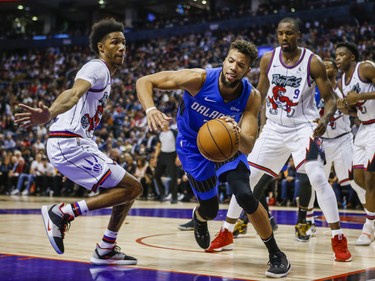 Toronto Raptors Patrick McCaw during 2nd half action against Orlando Magic Michael Carter-Williams at the Scotiabank Arena in Toronto, Ont. on Monday October 28, 2019. Ernest Doroszuk/Toronto Sun/Postmedia