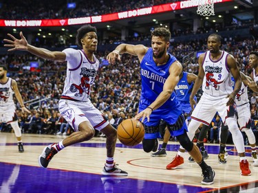 Toronto Raptors Patrick McCaw during 2nd half action against Orlando Magic Michael Carter-Williams at the Scotiabank Arena in Toronto, Ont. on Monday October 28, 2019. Ernest Doroszuk/Toronto Sun/Postmedia