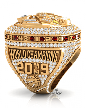 A side view of the Raptors championship ring. BARON