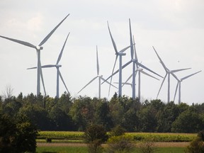 Wind turbines near Strathroy, Ontario west of London.