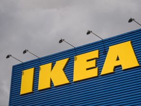 This file photo taken on March 30, 2016 shows the logo of Ikea pictured outside Europe's biggest Ikea store in Kungens Kurva, south-west of Stockholm on March 30, 2016. (JONATHAN NACKSTRAND / AFP)