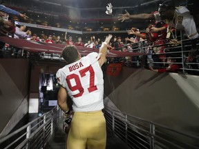 Defensive lineman Nick Bosa and the San Francisco 49ers are the lone undefeated remaining in the NFL. (GETTY IMAGES)