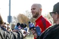 Toronto FC midfielder Michael Bradley talks to reporters after training on Friday. (USA TODAY SPORTS)