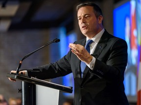 Premier Jason Kenney addresses business leaders at a Calgary Chamber of Commerce event on Tuesday, October 1, 2019.