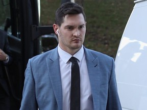 Michael Hutchinson #30 of the Toronto Maple Leafs arrives for the game against the Philadelphia Flyers at the Wells Fargo Center on November 2, 2019 in Philadelphia. (Photo by Bruce Bennett/Getty Images) hutch